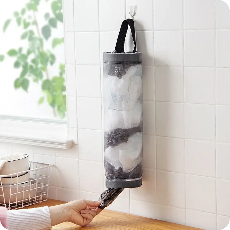 Grey Sundries Bag Storage Wall Mount Mesh Plastic Bags