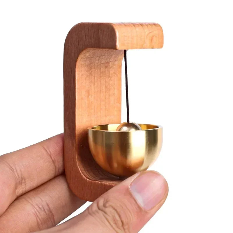Solid Wooden Round Doorbell with Magnetic Brass Wind