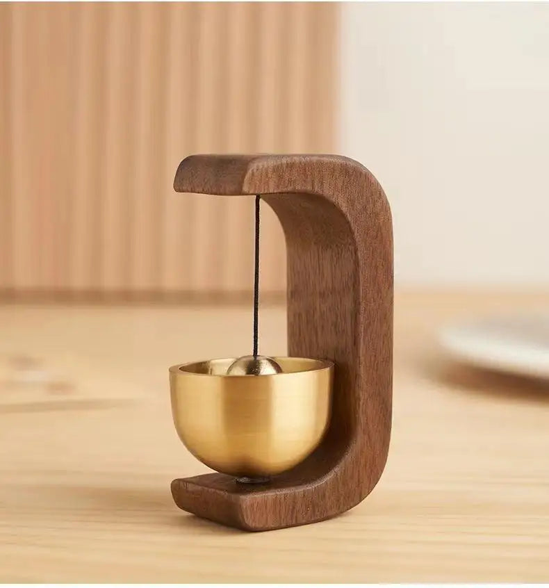 Solid Wooden Round Doorbell with Magnetic Brass Wind