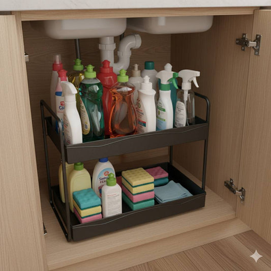 Tier Under Sink Organizer Sliding Cabinet Basket