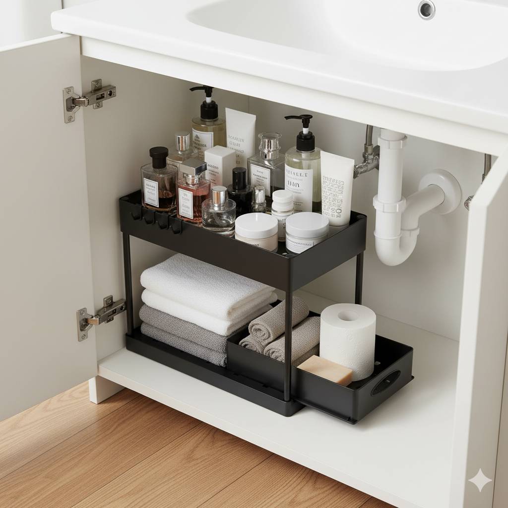 Tier Under Sink Organizer Sliding Cabinet Basket
