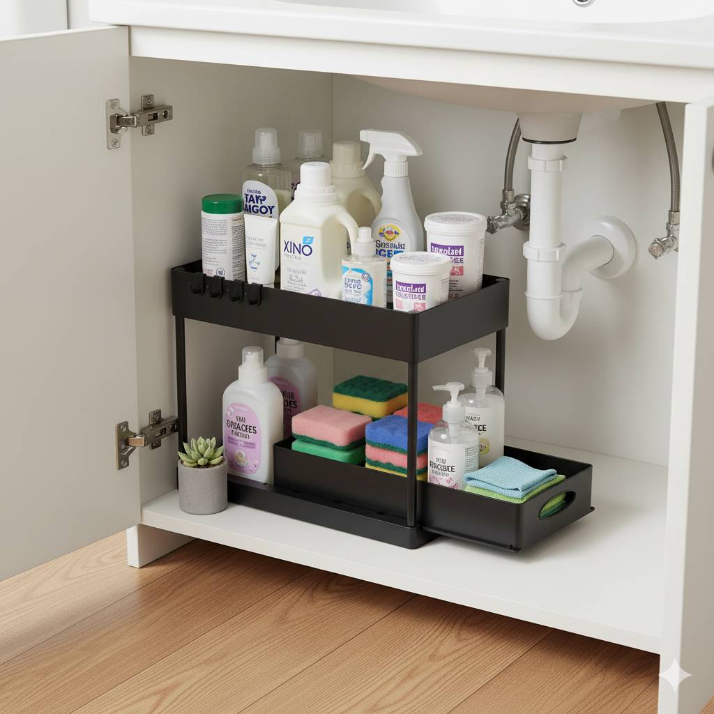 Tier Under Sink Organizer Sliding Cabinet Basket
