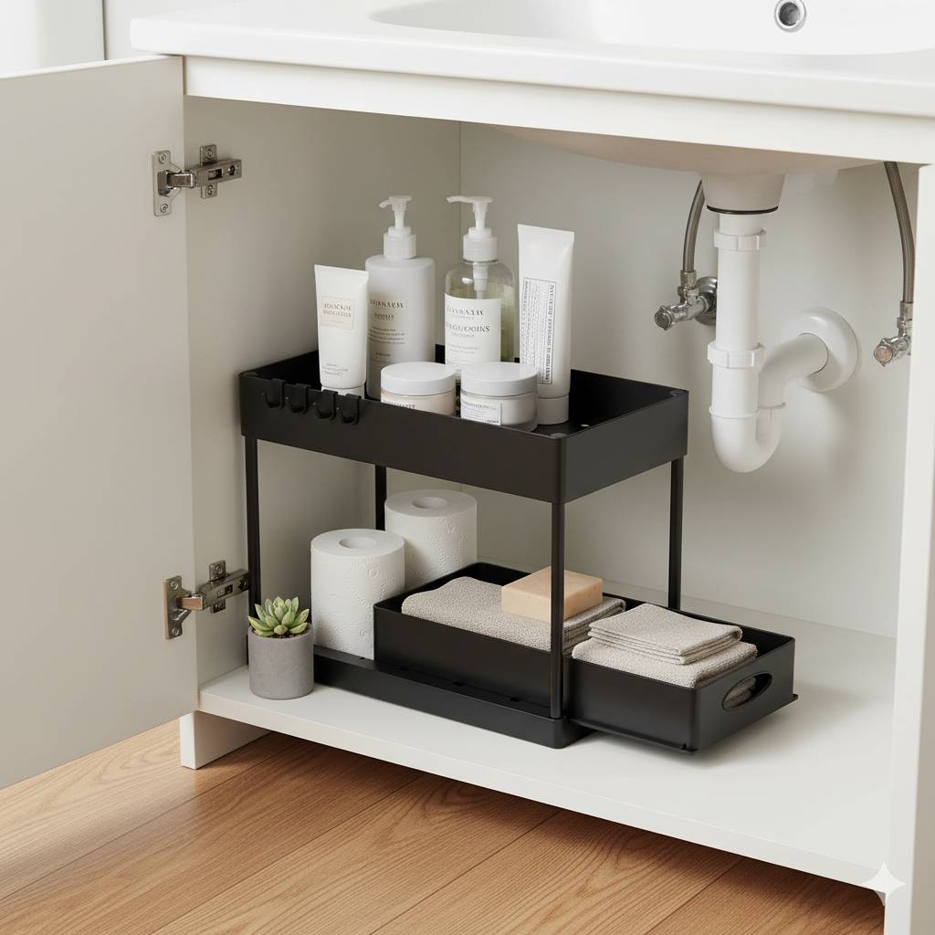 Tier Under Sink Organizer Sliding Cabinet Basket