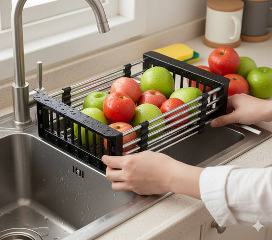 Adjustable Kitchen Stainless Steel Sink Rack Telescopic