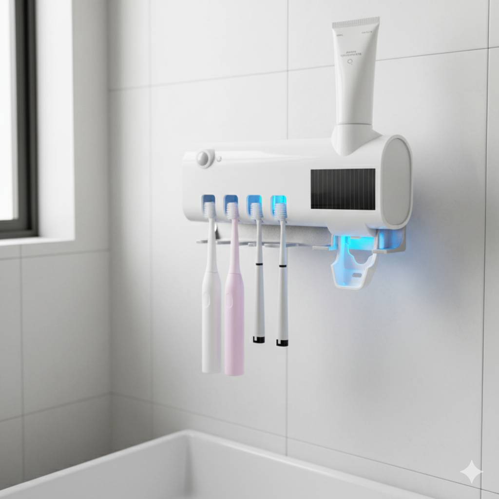 Toothbrush Holder Wall Mounted Solar UV Light Ultraviolet