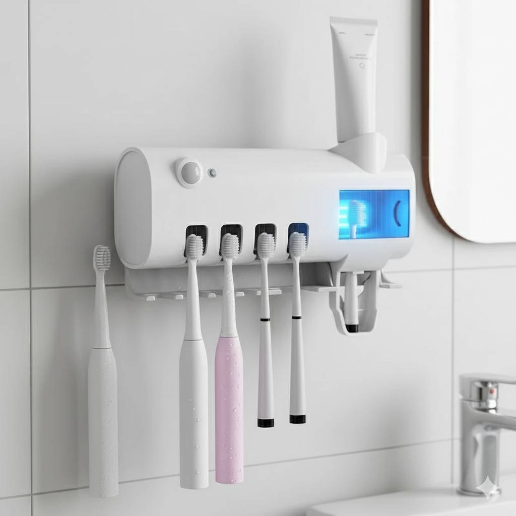 Toothbrush Holder Wall Mounted Solar UV Light Ultraviolet