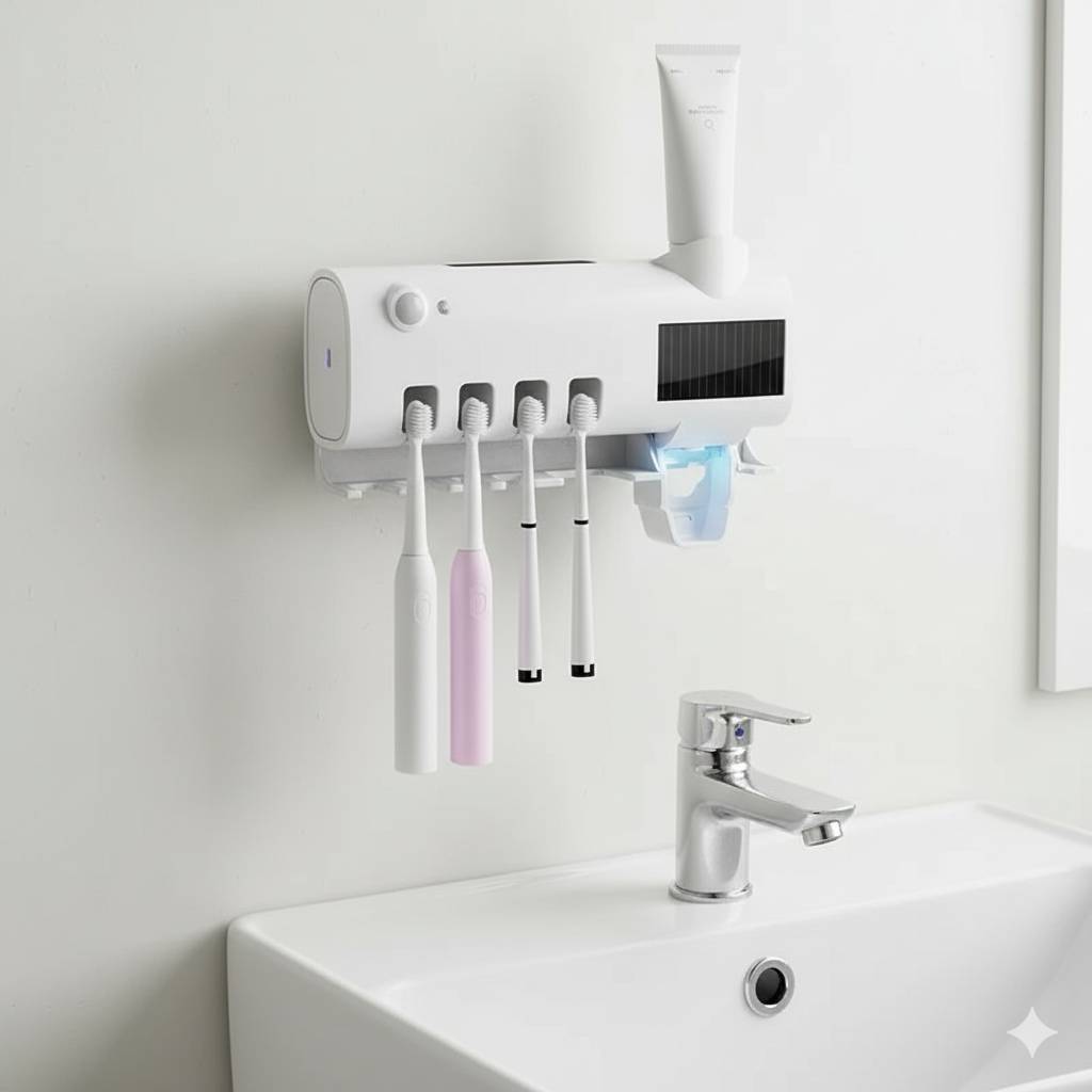 Toothbrush Holder Wall Mounted Solar UV Light Ultraviolet