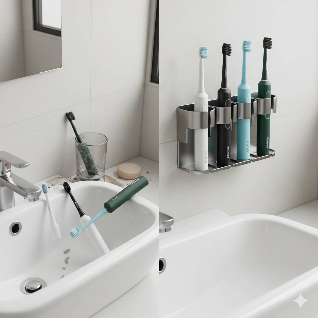 Electric Toothbrush Holder Space Saving Traceless